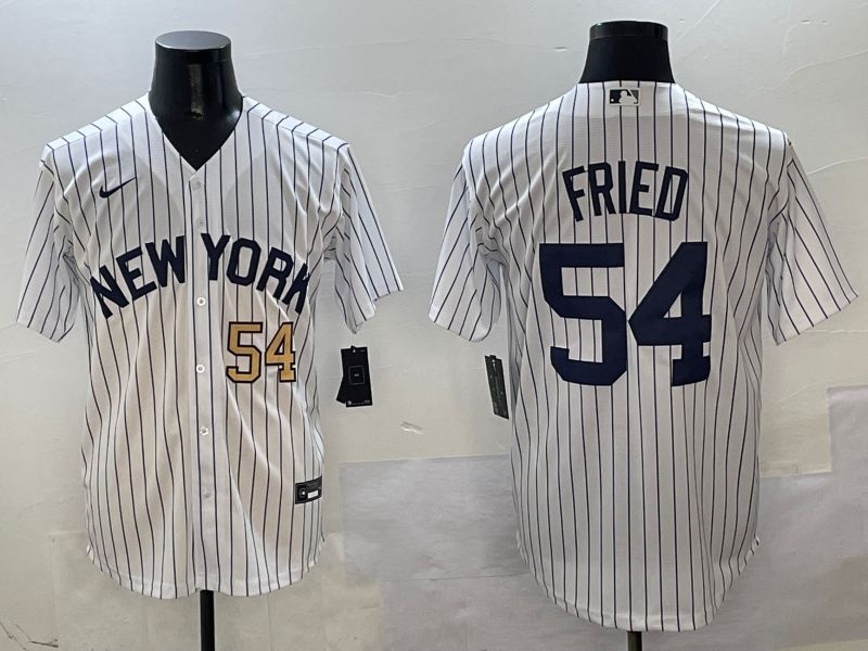 Men New York Yankees #54 Fried White Stripe Game Nike 2025 MLB Jersey style 10->new york yankees->MLB Jersey